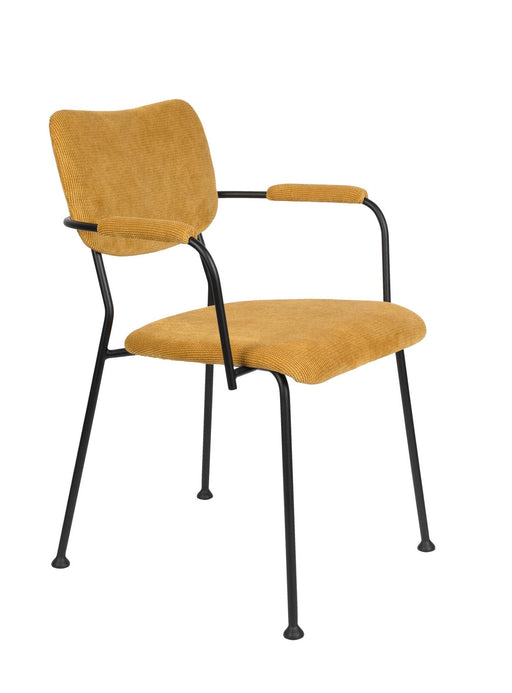 ZUIVER Armlehnstuhl BENSON OCHRE mit trendigen Cordstoff