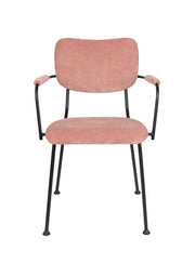 ZUIVER Armlehnstuhl BENSON PINK mit trendigen Cordstoff