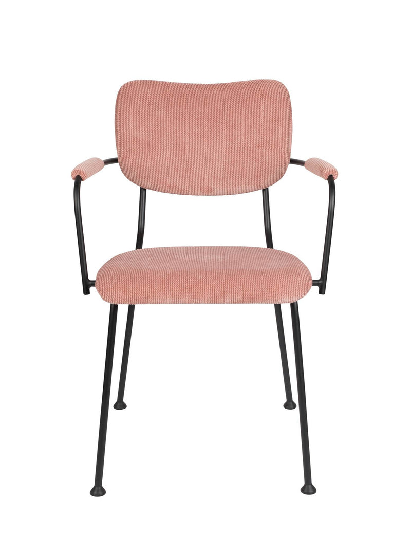 ZUIVER Armlehnstuhl BENSON PINK mit trendigen Cordstoff