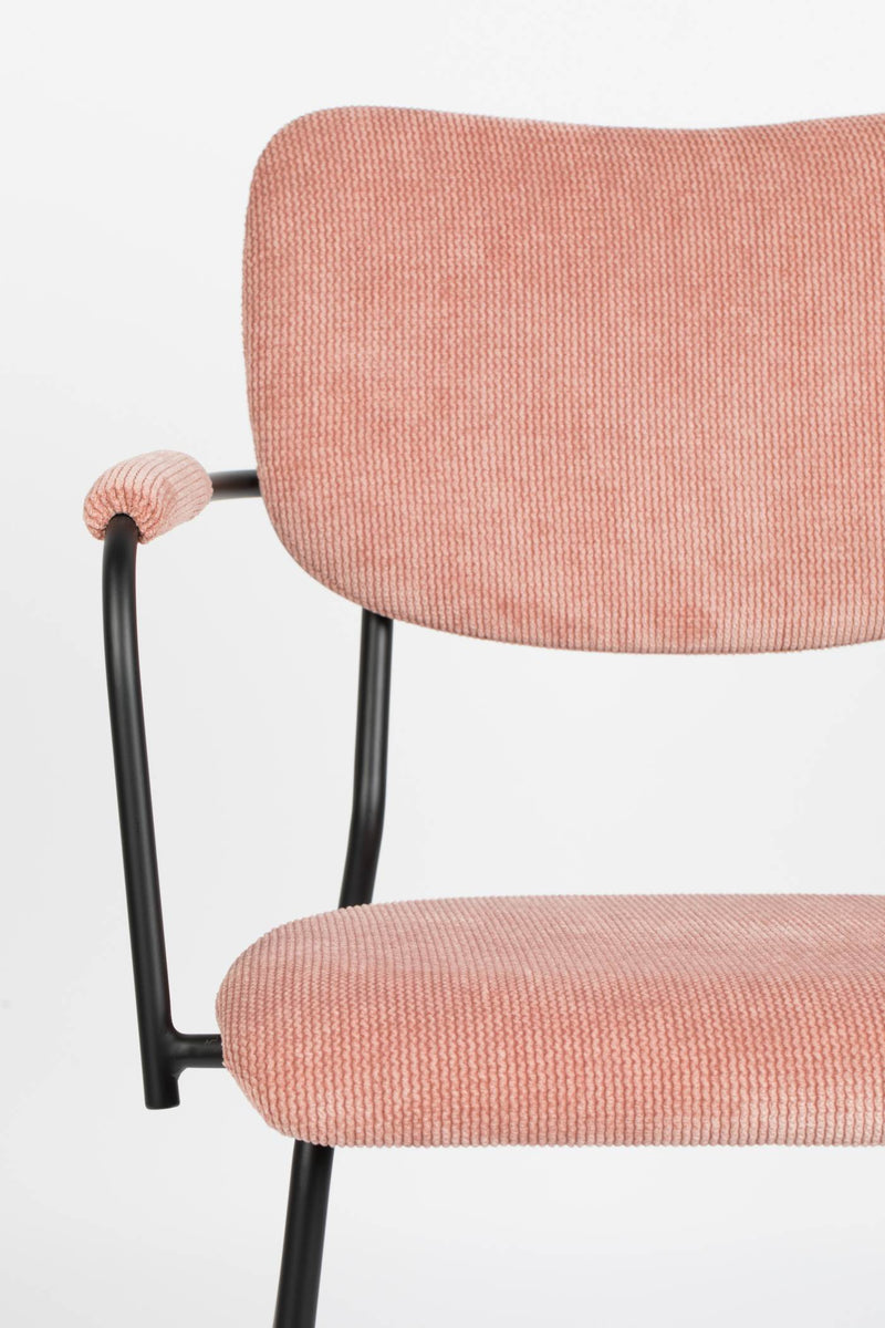 ZUIVER Armlehnstuhl BENSON PINK mit trendigen Cordstoff