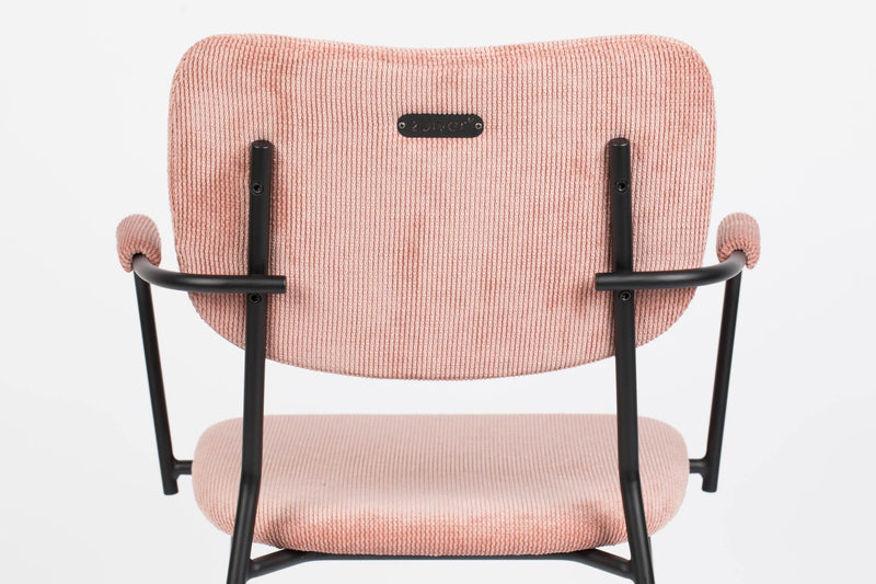 ZUIVER Armlehnstuhl BENSON PINK mit trendigen Cordstoff