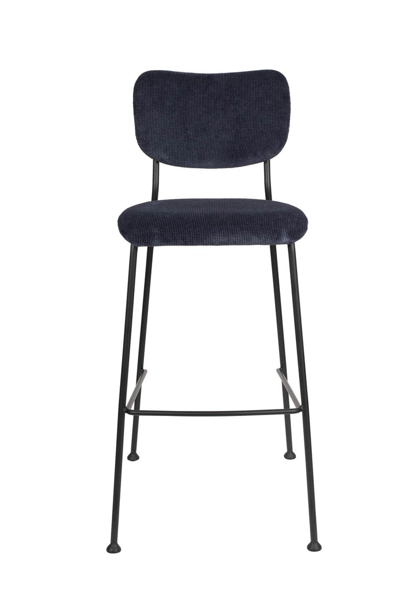 Barhocker BENSON DARK BLUE von ZUIVER mit trendigen Cordstoff