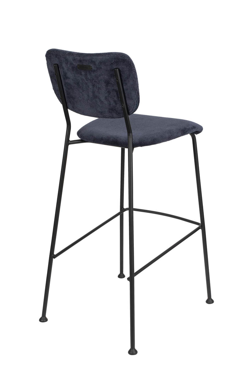 Barhocker BENSON DARK BLUE von ZUIVER mit trendigen Cordstoff