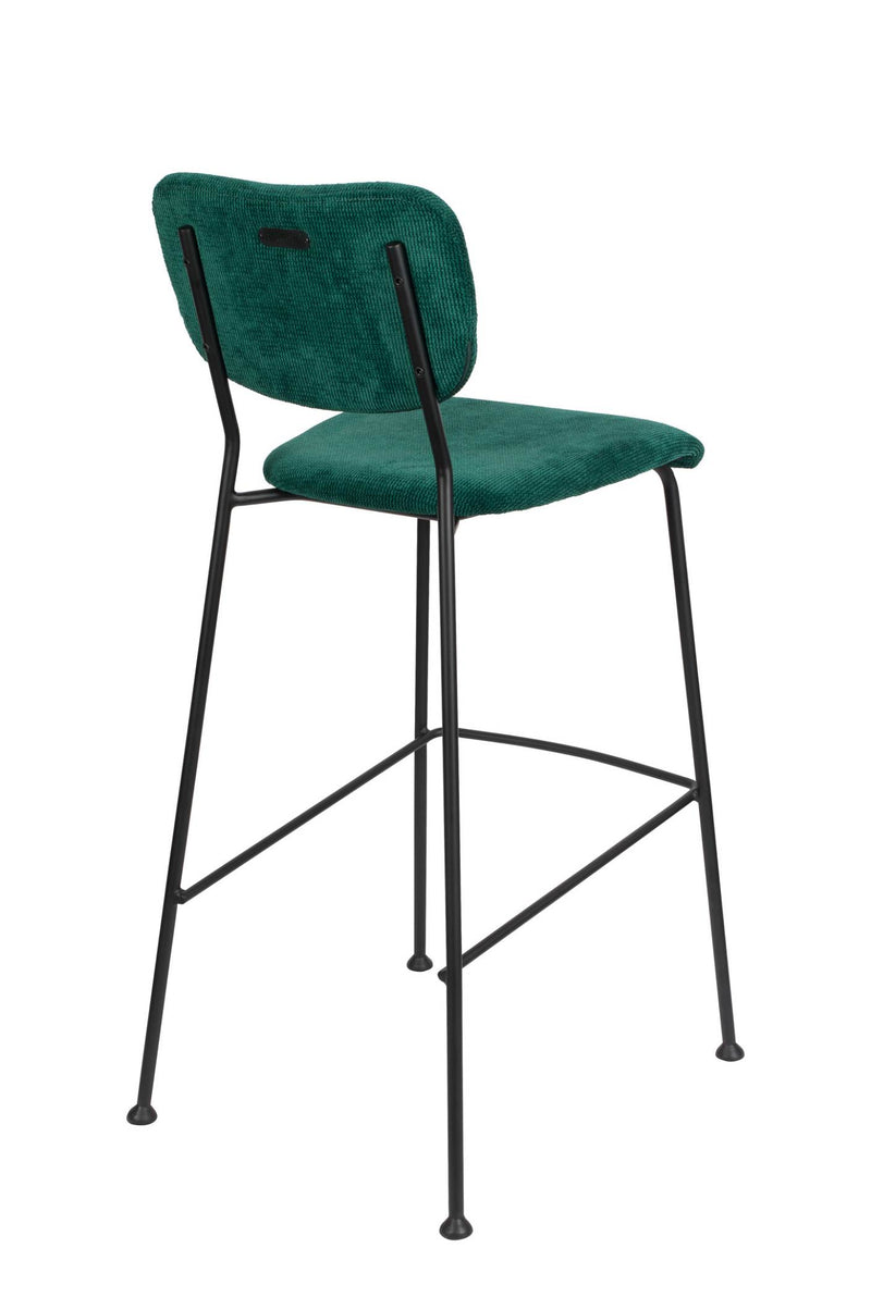 Barhocker BENSON GREEN von ZUIVER mit trendigen Cordstoff