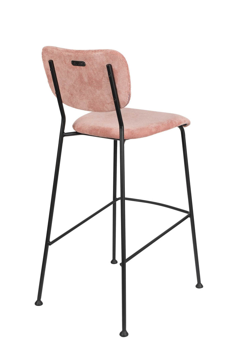 Barhocker BENSON PINK von ZUIVER mit trendigen Cordstoff