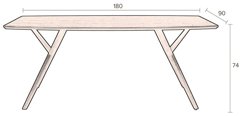 Esstisch MALAYA 180 x 90 cm von DutchBone mit Walnuss Furnier