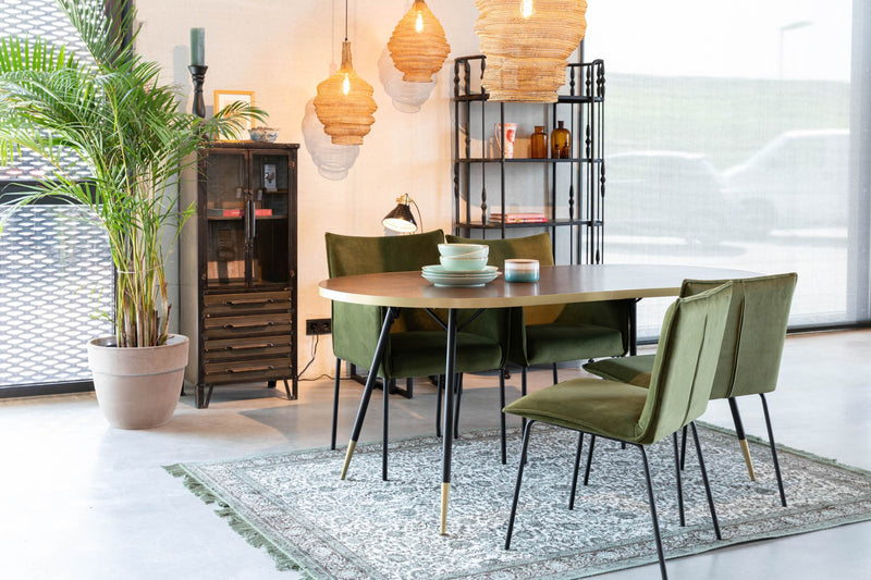 Esstisch DENISE 180 x 90 cm Platte oval Walnussfarbig