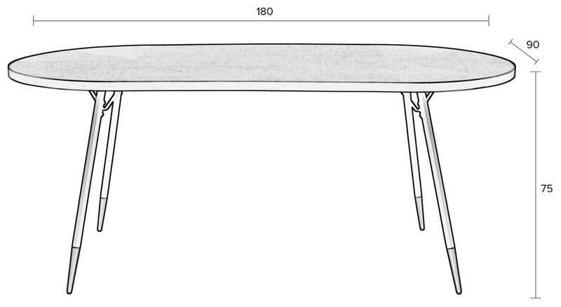 Esstisch DENISE 180 x 90 cm Platte oval Walnussfarbig