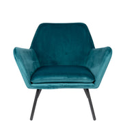 Retro Sessel BON Velvet Blue  - Samtstoff Petrol
