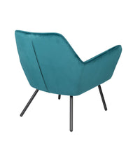 Retro Sessel BON Velvet Blue  - Samtstoff Petrol