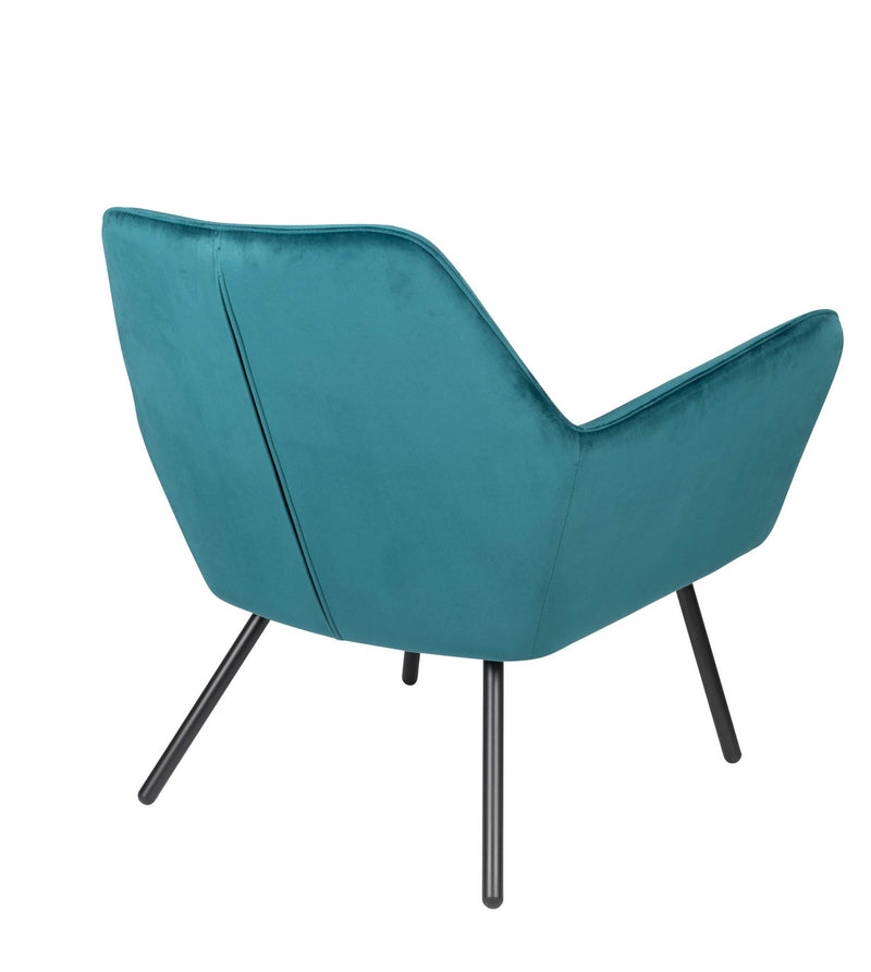 Retro Sessel BON Velvet Blue  - Samtstoff Petrol