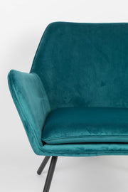 Retro Sessel BON Velvet Blue  - Samtstoff Petrol