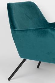 Retro Sessel BON Velvet Blue  - Samtstoff Petrol