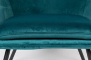 Retro Sessel BON Velvet Blue  - Samtstoff Petrol
