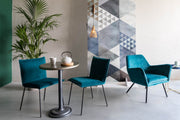 Retro Sessel BON Velvet Blue  - Samtstoff Petrol