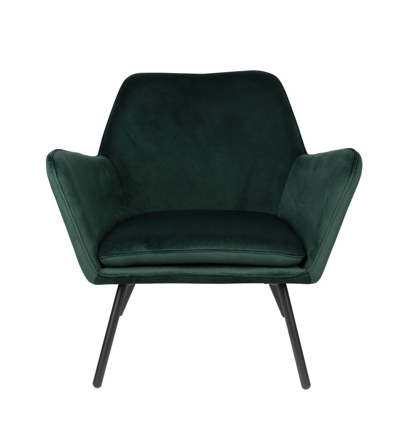 Retro Sessel BON Velvet Green - Samtstoff Grün