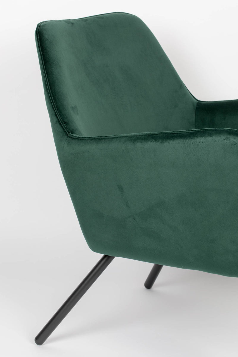 Retro Sessel BON Velvet Green - Samtstoff Grün