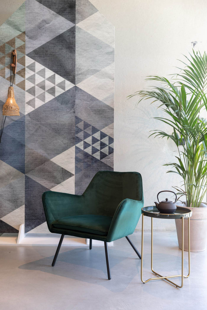 Retro Sessel BON Velvet Green - Samtstoff Grün