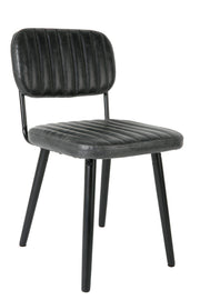 Stuhl Esszimmerstuhl JAKE WORN BLACK Kunstleder schwarz