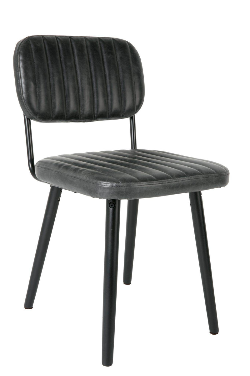 Stuhl Esszimmerstuhl JAKE WORN BLACK Kunstleder schwarz