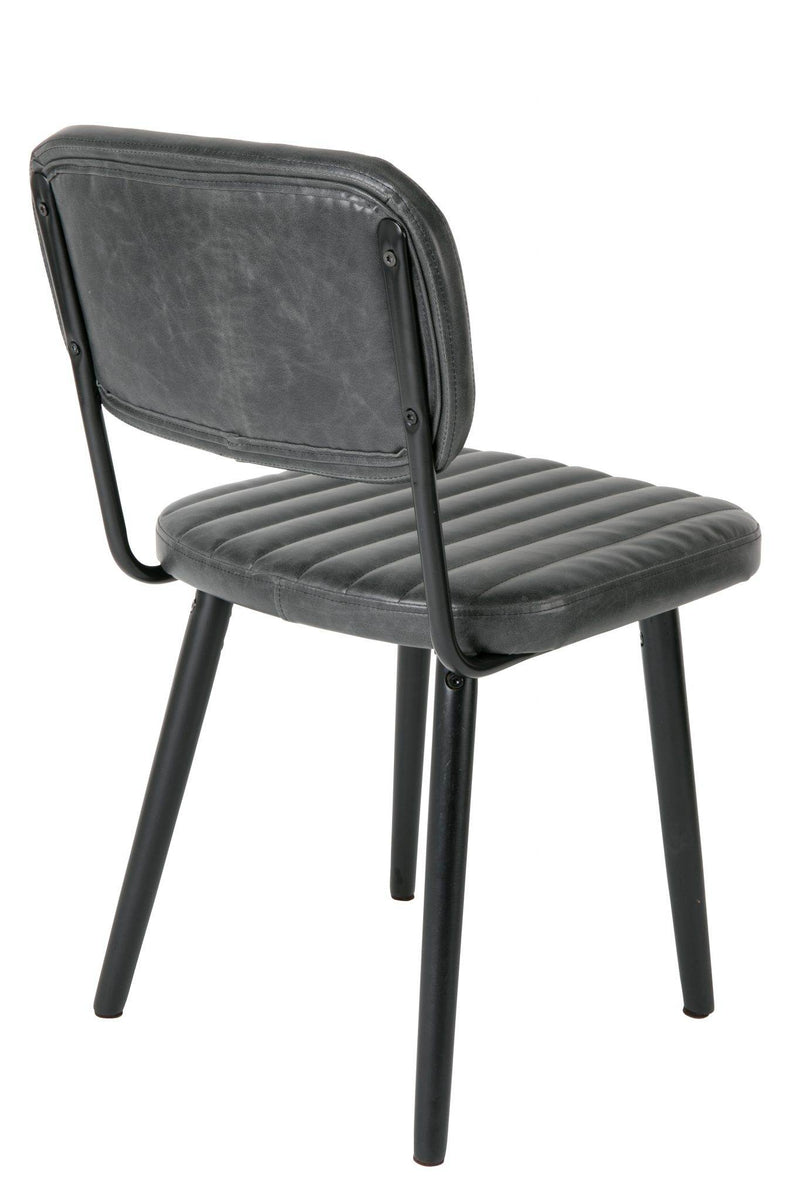 Stuhl Esszimmerstuhl JAKE WORN BLACK Kunstleder schwarz