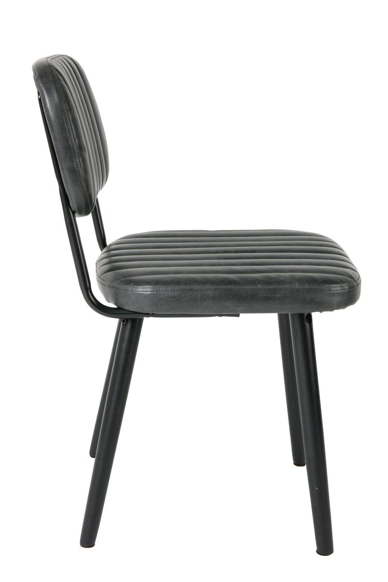Stuhl Esszimmerstuhl JAKE WORN BLACK Kunstleder schwarz