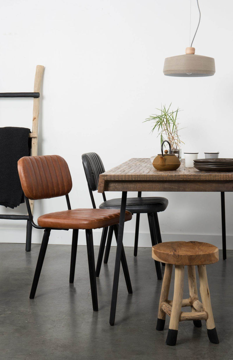 Stuhl Esszimmerstuhl JAKE WORN BROWN Kunstleder braun