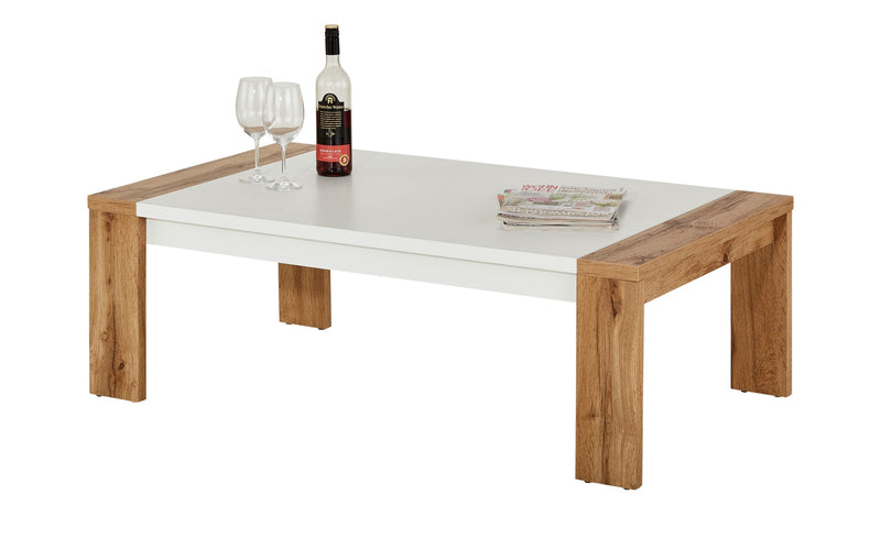 Couchtisch ONE 120 x 67 cm Melamin weiß mit Eiche