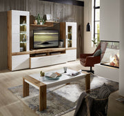 Couchtisch ONE 120 x 67 cm Melamin weiß mit Eiche