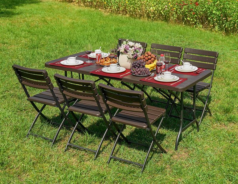 Gartenstuhl Klappstuhl TABORA 2 Stück mit Oberfläche in Holz-Optik