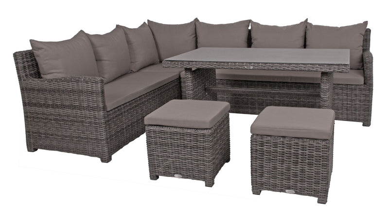 Gartensofa Eckgruppe OVIEDO  mit höheren Tisch fast in Esstischhöhe