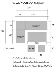 Gartensofa Eckgruppe OVIEDO  mit höheren Tisch fast in Esstischhöhe