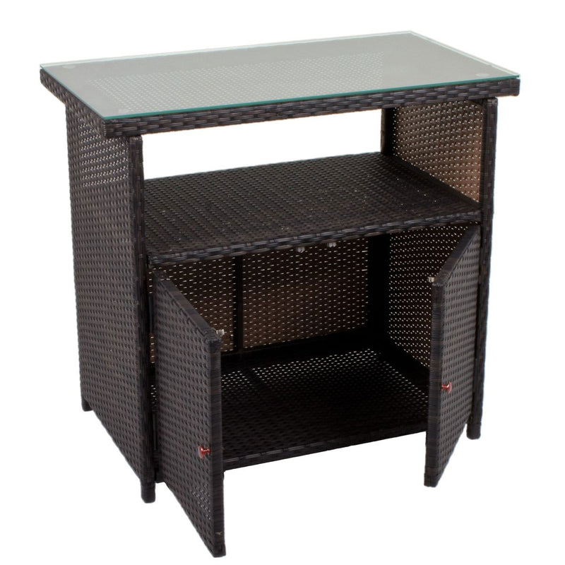 Outdoor Kommode Gartenschrank PADUA Polyrattan Coffee braun