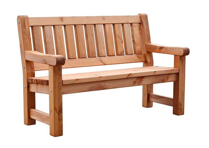 Gartenbank ALLGÄU 124 cm Kiefer natur geölt mit Armlehne 2-sitzig