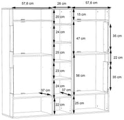 Highboard Vitrine COMO 3-trg. Optik Grau / Planked Eiche von Forte