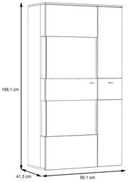 Highboard Vitrine halbhoch COMO Optik Grau / Planked Eiche von Forte