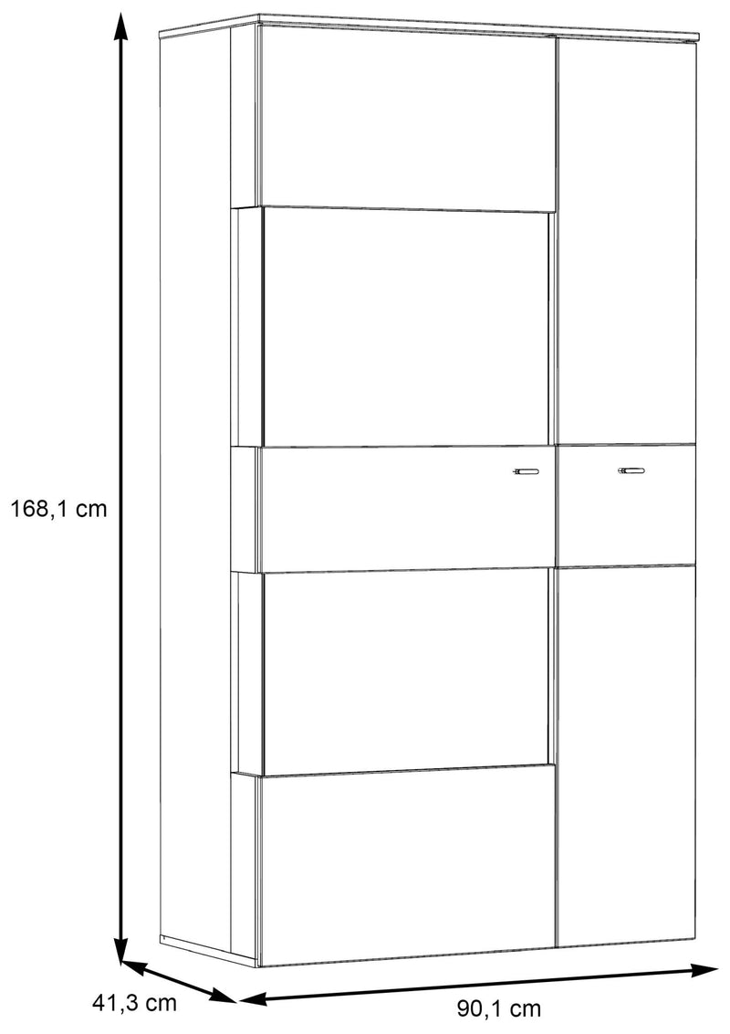 Highboard Vitrine halbhoch COMO Optik Grau / Planked Eiche von Forte