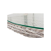Gartentisch DIJON rund mit Glasplatte Ø 111 cm Farbe Sesamgrau