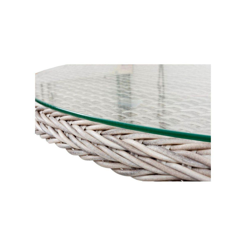 Gartentisch DIJON rund mit Glasplatte Ø 111 cm Farbe Sesamgrau
