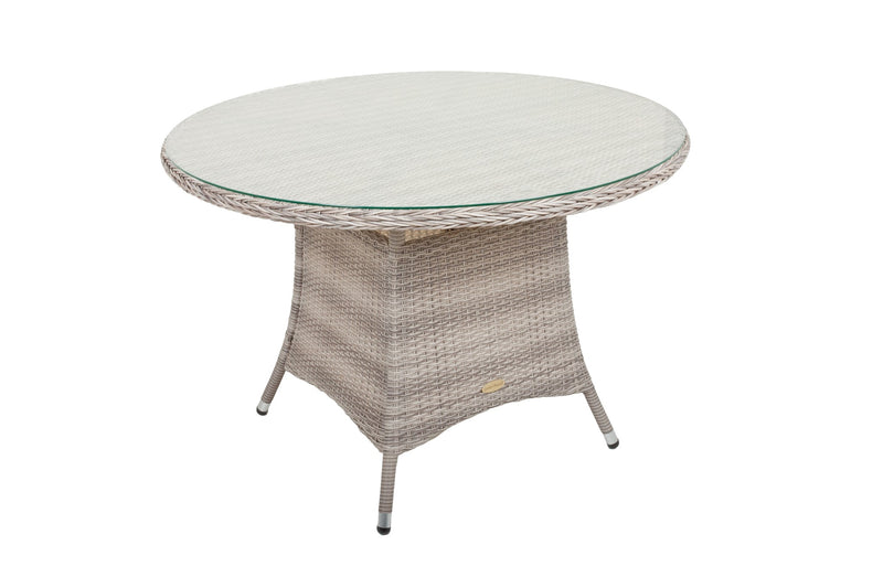 Gartentisch DIJON rund mit Glasplatte Ø 111 cm Farbe Sesamgrau