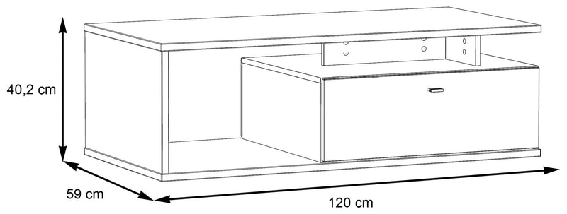 Couchtisch COMO 120 x 59 cm Optik Grau / Planked Eiche von Forte