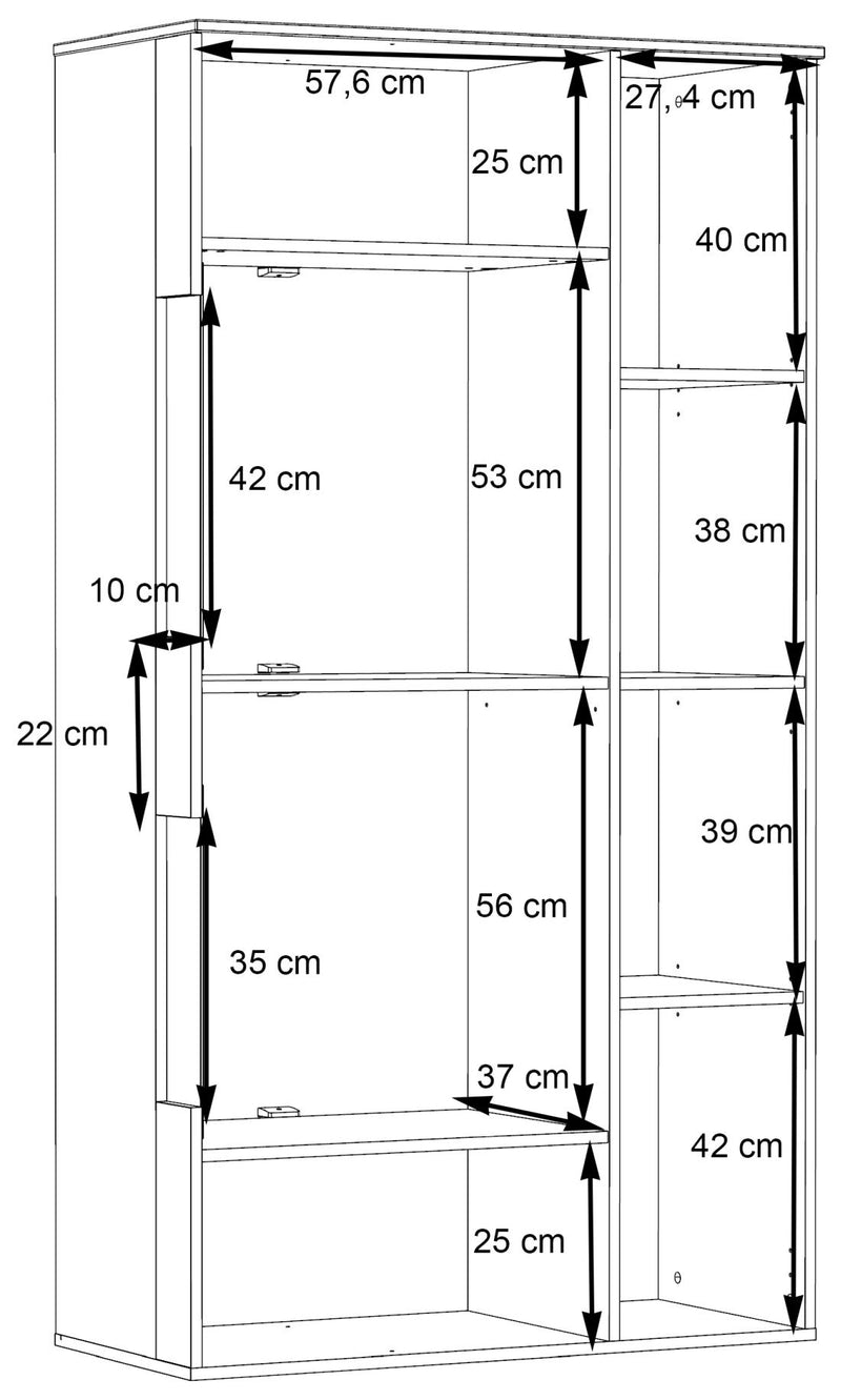 Wohnzimmerschrank COMO Grau mit Planked Eiche von Forte mit LED