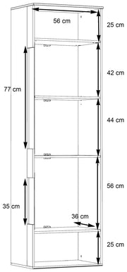 Wohnwand COMO rechts Optik Grau / Planked Eiche mit LED Beleuchtung