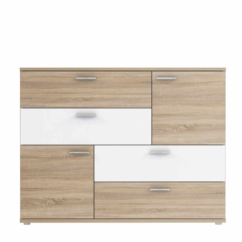 Kommode SKIVE 2-trg. 4 Schubladen Optik Sonoma Eiche / Weiß von Forte