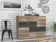 Kommode SKIVE 2-trg. 4 Schubladen Optik Eiche Antik / Touchwood
