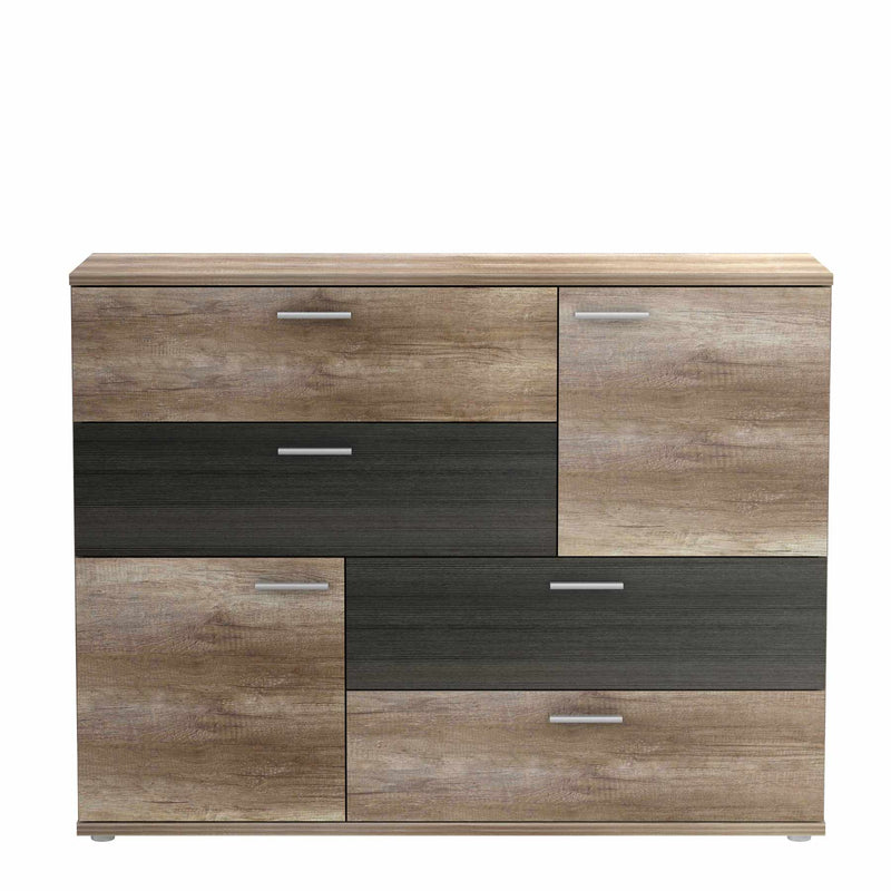 Kommode SKIVE 2-trg. 4 Schubladen Optik Eiche Antik / Touchwood
