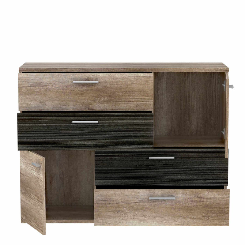 Kommode SKIVE 2-trg. 4 Schubladen Optik Eiche Antik / Touchwood