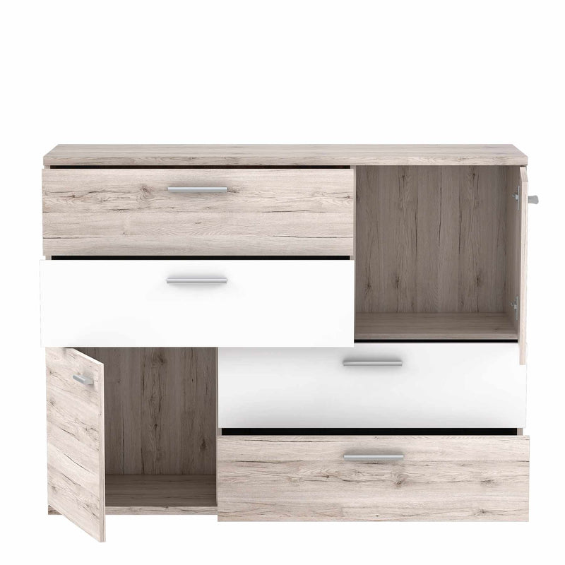 Kommode Sideboard SKIVE Optik Sandeiche / Weiß von Forte