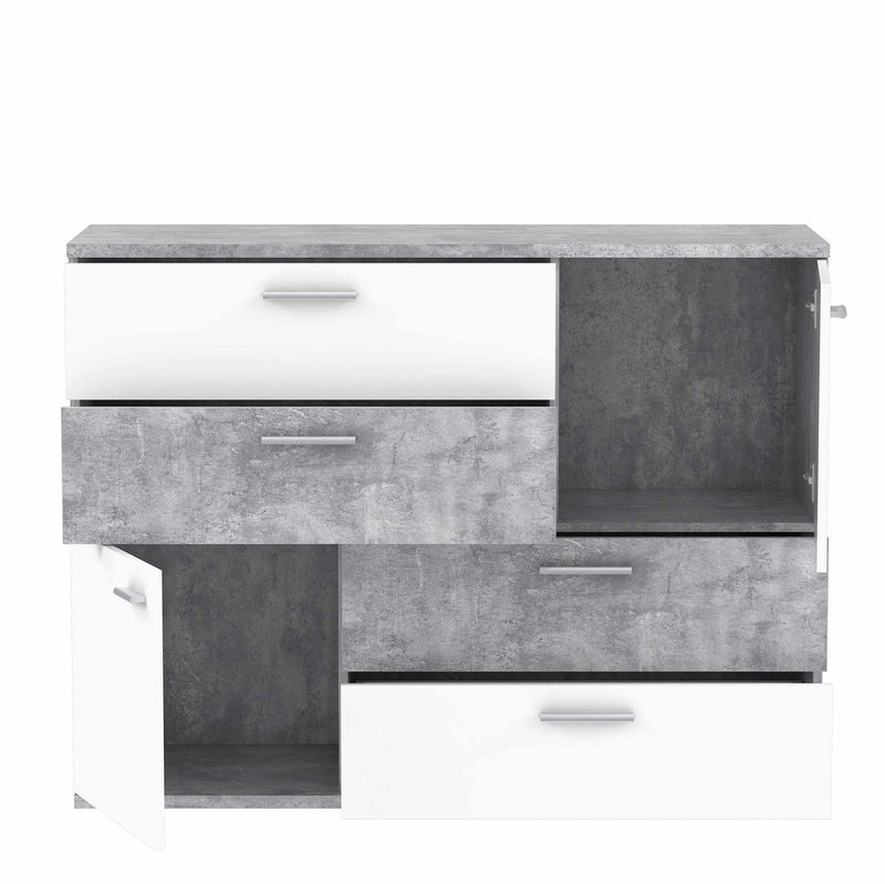 Kommode Sideboard SKIVE Optik Betonoptik lichtgrau / Weiß von Forte