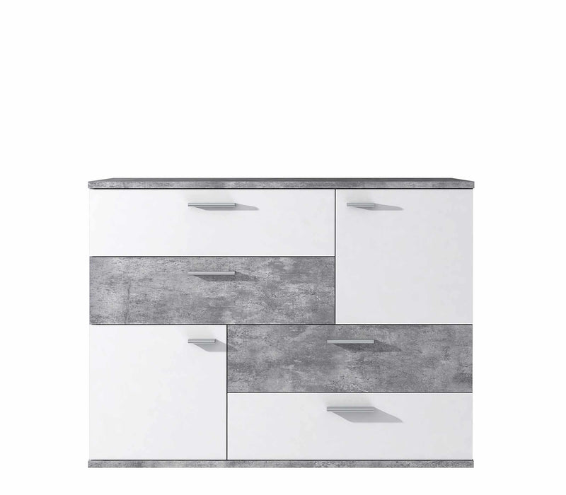 Kommode Sideboard SKIVE Optik Betonoptik lichtgrau / Weiß von Forte